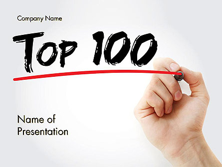 A Hand Writing 'Top 100' with Marker Presentation Template, Master Slide