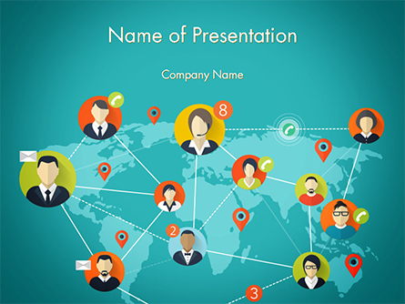 Social Connections on Word Map Presentation Template, Master Slide