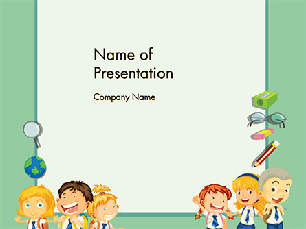 Frame with Children in School Uniform Presentation Template, Master Slide