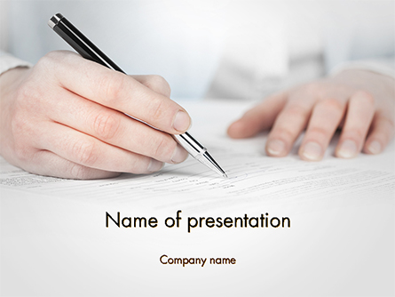 Business Woman Signing Contract Presentation Template, Master Slide