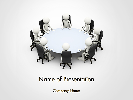 3D Business People Sitting Around a Conference Table Presentation Template, Master Slide