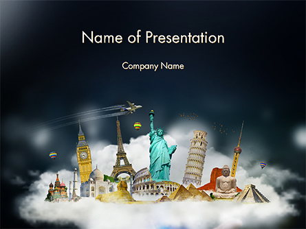 Cloud Full of Famous Monuments Presentation Template, Master Slide