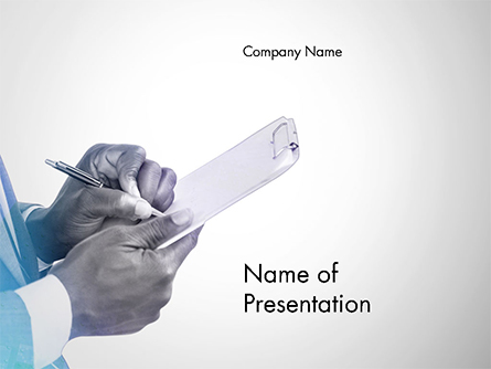 Businessman Writing on Clipboard Presentation Template, Master Slide