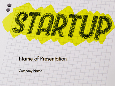 Startup Hand Drawn Label on Paper Presentation Template, Master Slide