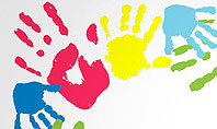 Frame Made of Colorful Handprints Presentation Template