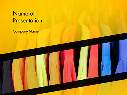 Row of Colorful Shirts in Store Presentation Template for PowerPoint ...