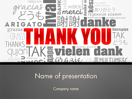 Thank You Word Cloud in Different Languages Presentation Template, Master Slide