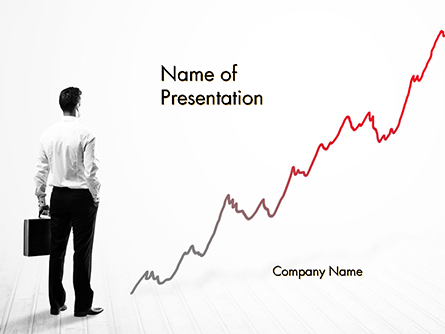 Business Person Looking at Growing Graph Chart Presentation Template, Master Slide