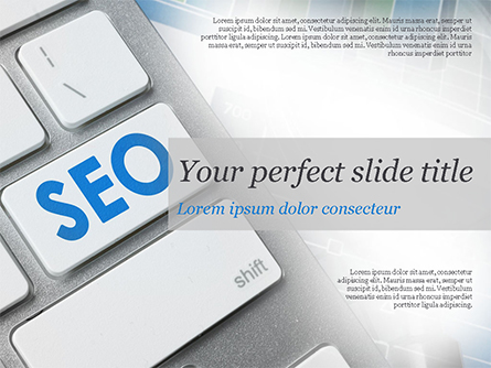 Keyboard with SEO Button Presentation Template, Master Slide