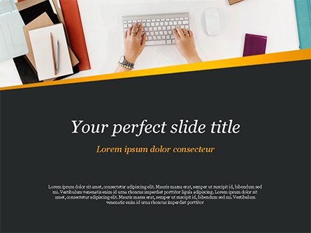 Top View of Woman Working on Computer Presentation Template, Master Slide