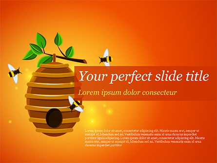 Beehive and Bees Illustration Presentation Template, Master Slide