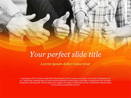 Five Business Partners Keeping Thumbs Up Presentation Template, Master Slide