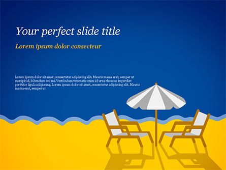 Beach Chairs with Umbrella Illustration Presentation Template, Master Slide