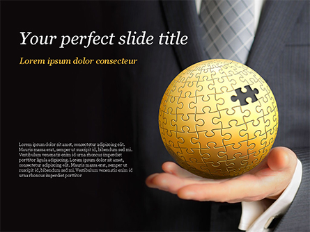 Business Man Hold a Puzzle Globe Presentation Template, Master Slide