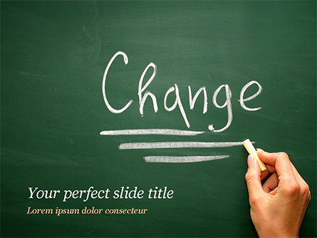 Blackboard Concept for The Word Change Presentation Template, Master Slide