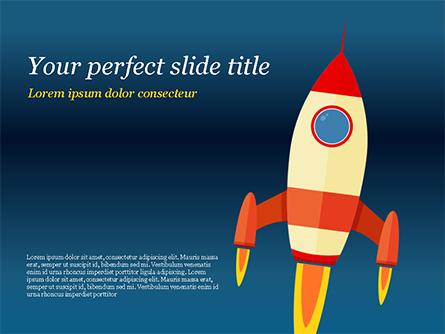 Cartoon Flying Rocket Presentation Template, Master Slide