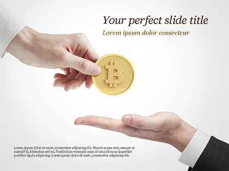 Hand Giving Bitcoin Presentation Template, Master Slide