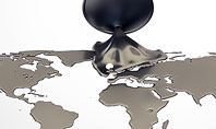 Crude Oil Spilled in the Shape of Earth Map Presentation Template