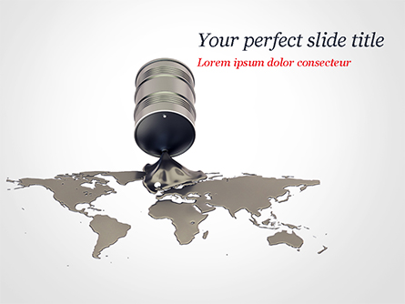 Crude Oil Spilled in the Shape of Earth Map Presentation Template, Master Slide