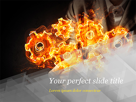 Man with Fire Gears Presentation Template, Master Slide