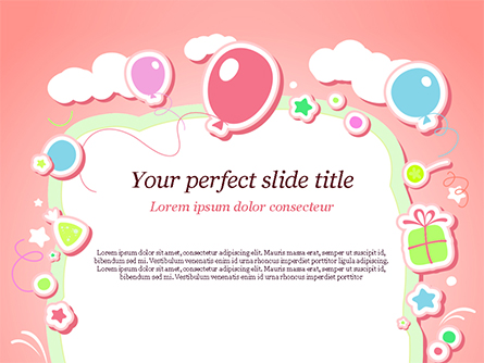 Cute Girl Birthday Background Presentation Template, Master Slide