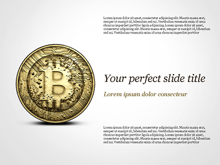 Gold Coin with Bitcoin Sign Presentation Template, Master Slide