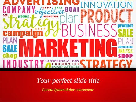 Marketing Strategy Word Cloud Presentation Template, Master Slide