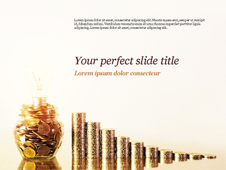 Golden Coins Stacks and Light Bulb Presentation Template, Master Slide