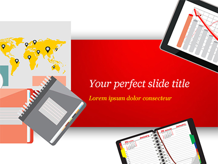 Top View of Working Place Elements Presentation Template, Master Slide