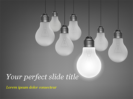 Light Bulbs on Gray Background Presentation Template, Master Slide