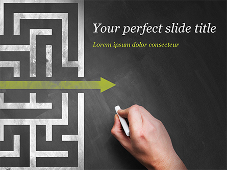 A Hand Drawing Shortcut to Maze on Chalkboard Presentation Template, Master Slide