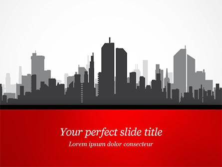 Silhouette of the City in Gray Shades Presentation Template, Master Slide