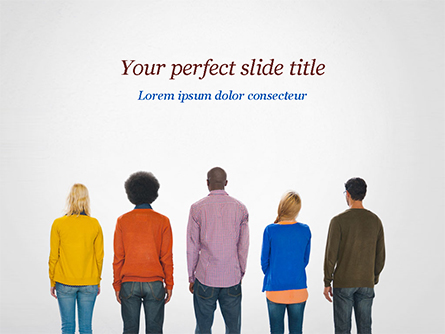 Rear View of Multi-Ethnic Group of People Presentation Template, Master Slide