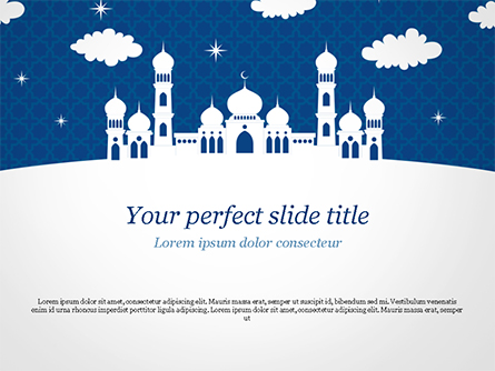White Silhouette of Mosque Presentation Template, Master Slide