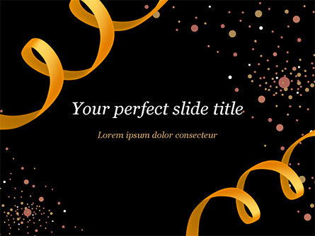 Golden Festive Ribbons Presentation Template, Master Slide