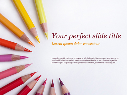 Colored Pencils Arranged in Semicircle Presentation Template, Master Slide