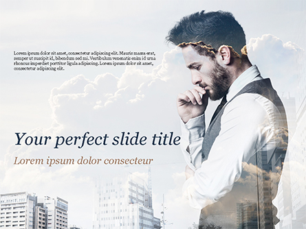 Young Businessman and City Presentation Template, Master Slide