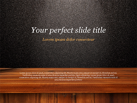 Glossy Black Surface with Wooden Plank Presentation Template, Master Slide