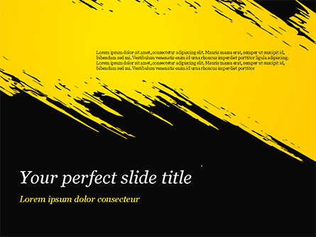 Yellow Brushstroke on Black Background Presentation Template, Master Slide