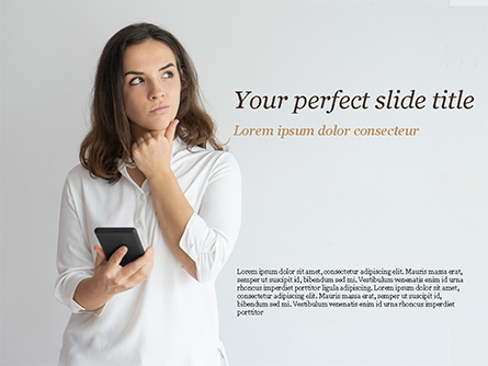 Girl Thinking Over Text Message Presentation Template, Master Slide