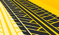 Tire Tracks on Yellow Background Presentation Template