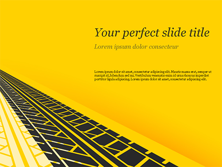 Tire Tracks on Yellow Background Presentation Template, Master Slide