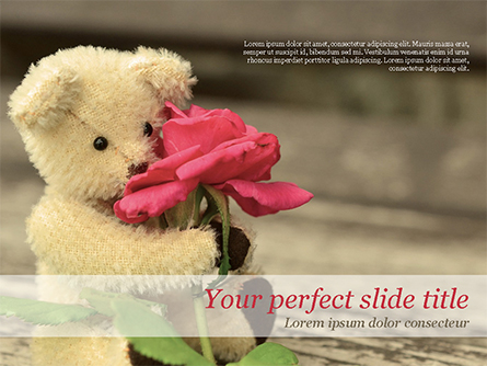 Teddy Bear with a Rose Presentation Template, Master Slide