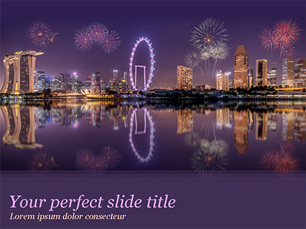 Singapore City Skyline at Night Presentation Template, Master Slide