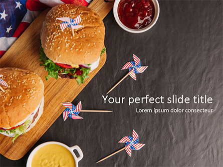Top View of Hamburgers and Sauces Presentation Template, Master Slide