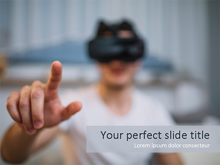 Blurred Man in VR Headset Presentation Template, Master Slide