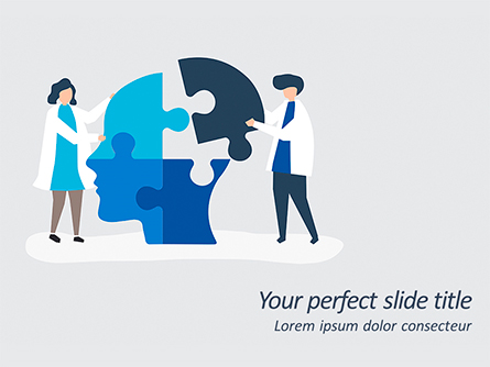 People Connecting Jigsaw Pieces of a Head Together Presentation Template, Master Slide