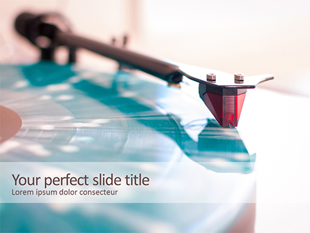 Vinyl Player Stylus on a Rotating Disc Presentation Template, Master Slide