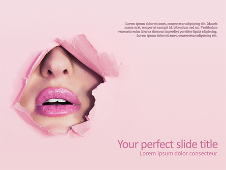 Woman's Lips in Torn Paper Hole Presentation Template, Master Slide