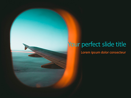 View of Plane Wing Through Porthole Presentation Template, Master Slide